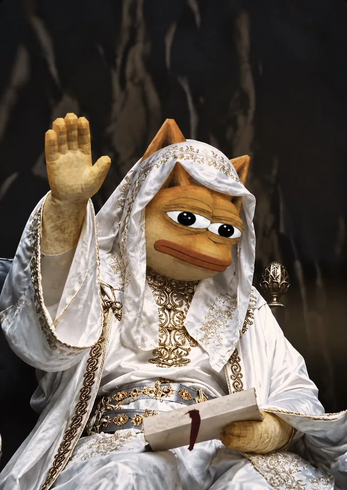 Doge dressed as the Pope, blessing the $DOPE faithful