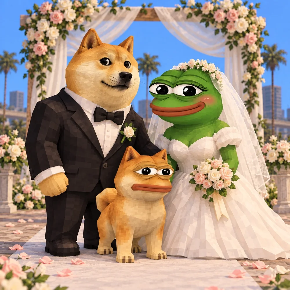 Doge and Pepe at their wedding