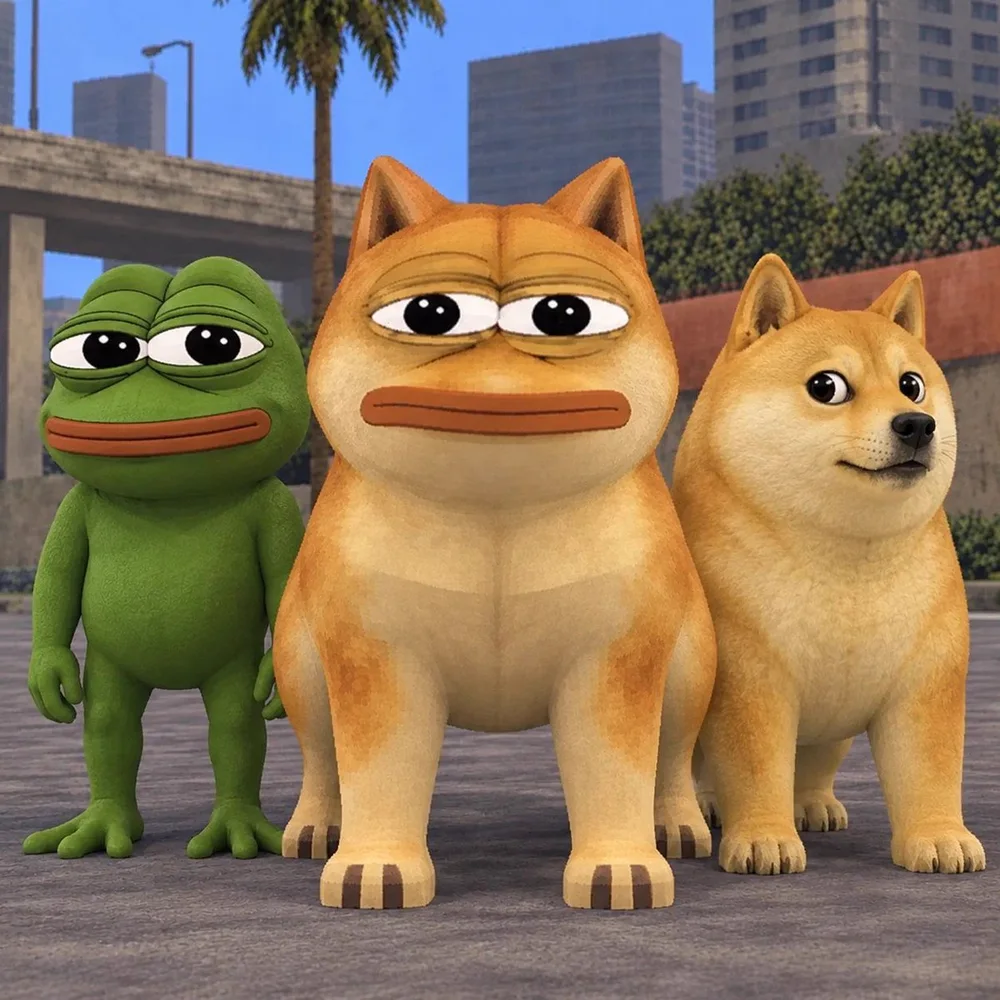 Doge and Pepe family portrait