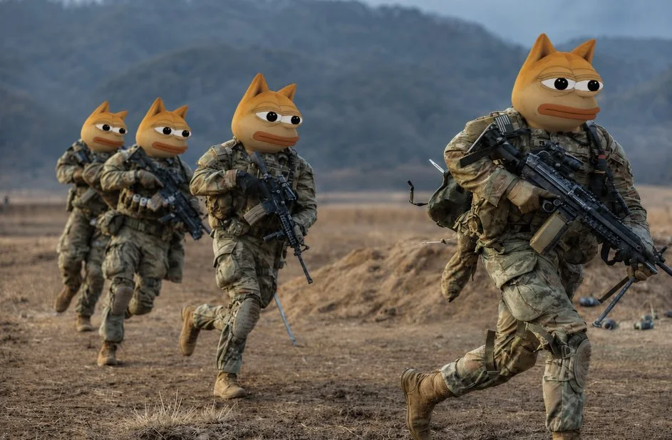 Doge Pepe army squad in formation