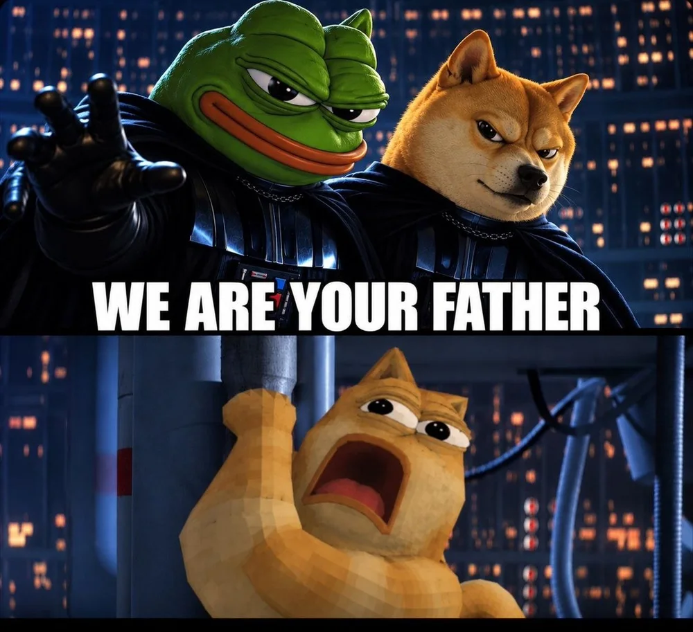 Doge Pepe meme captioned We are your father