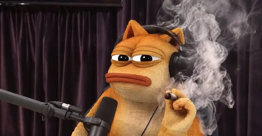 Doge Pepe smoking on the couch