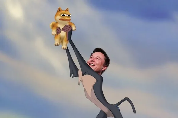 Doge Pepe held aloft in a Lion King scene