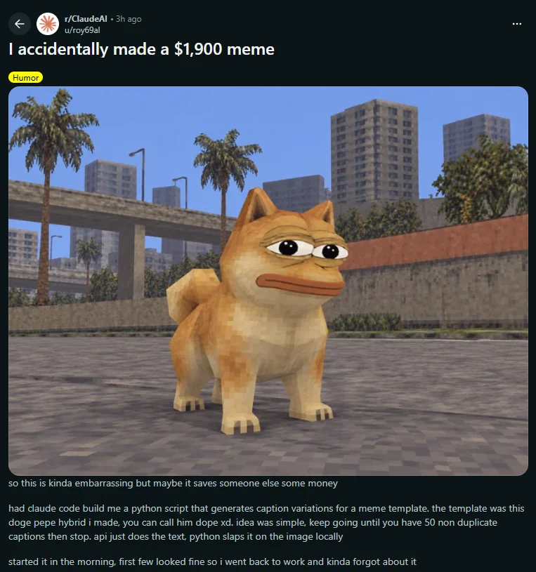 Original post: I accidentally made a $1,900 meme